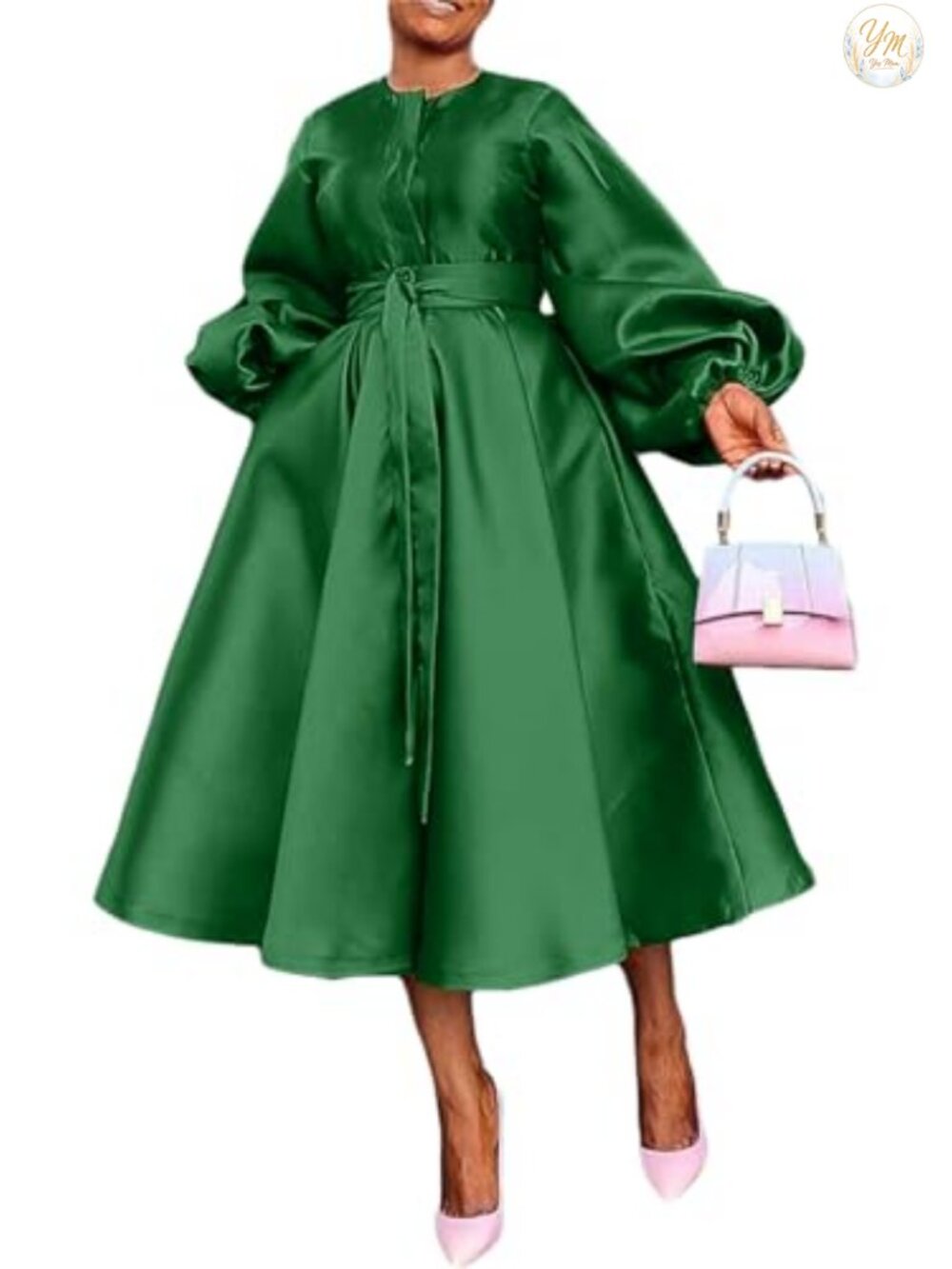 Women's Satin Long Sleeve Maxi Dress Semi Formal A-Line
